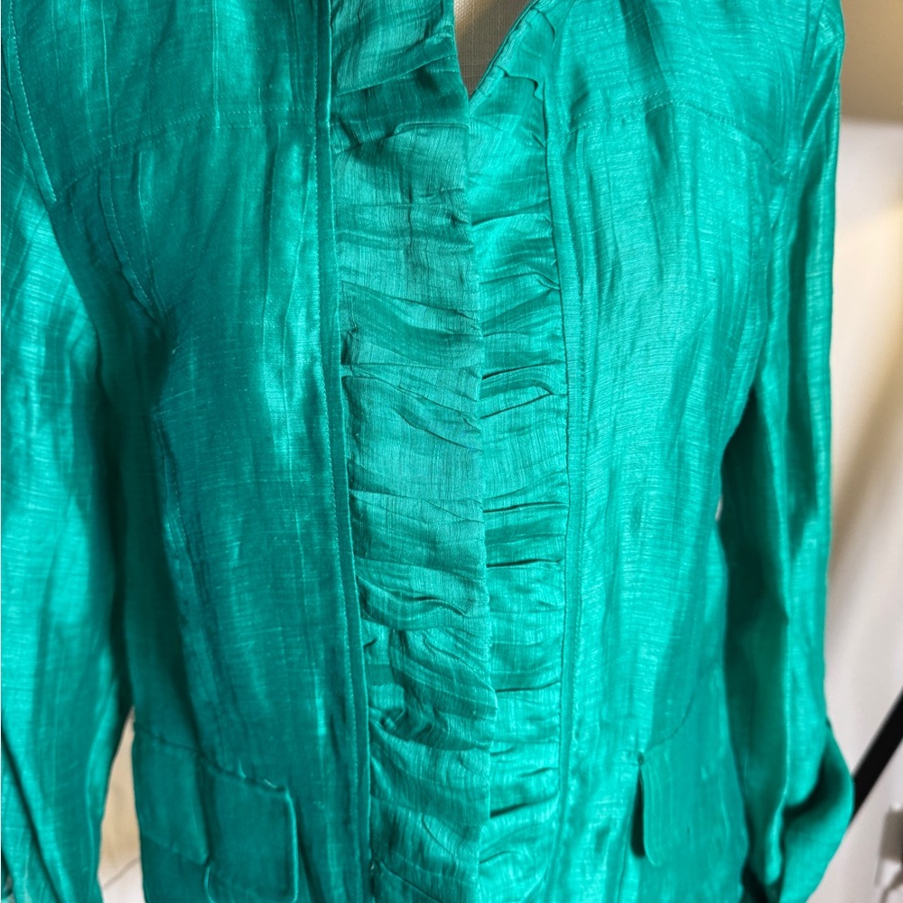 Chico's Teal Ruffle Blazer
